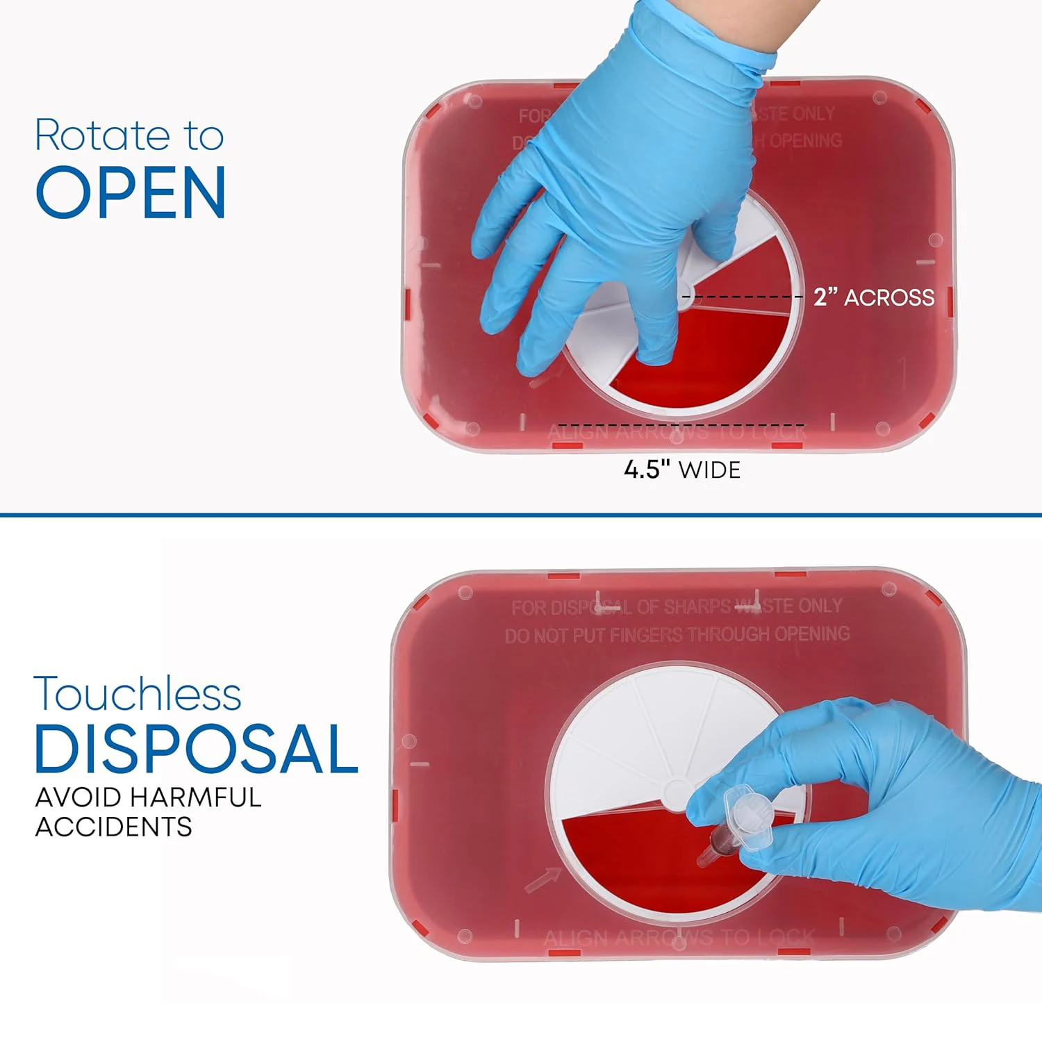 CE Certified 8 Quart 2 Gallon Biohazard Needle and Syringe Disposal Sharps Container with Rotating lid