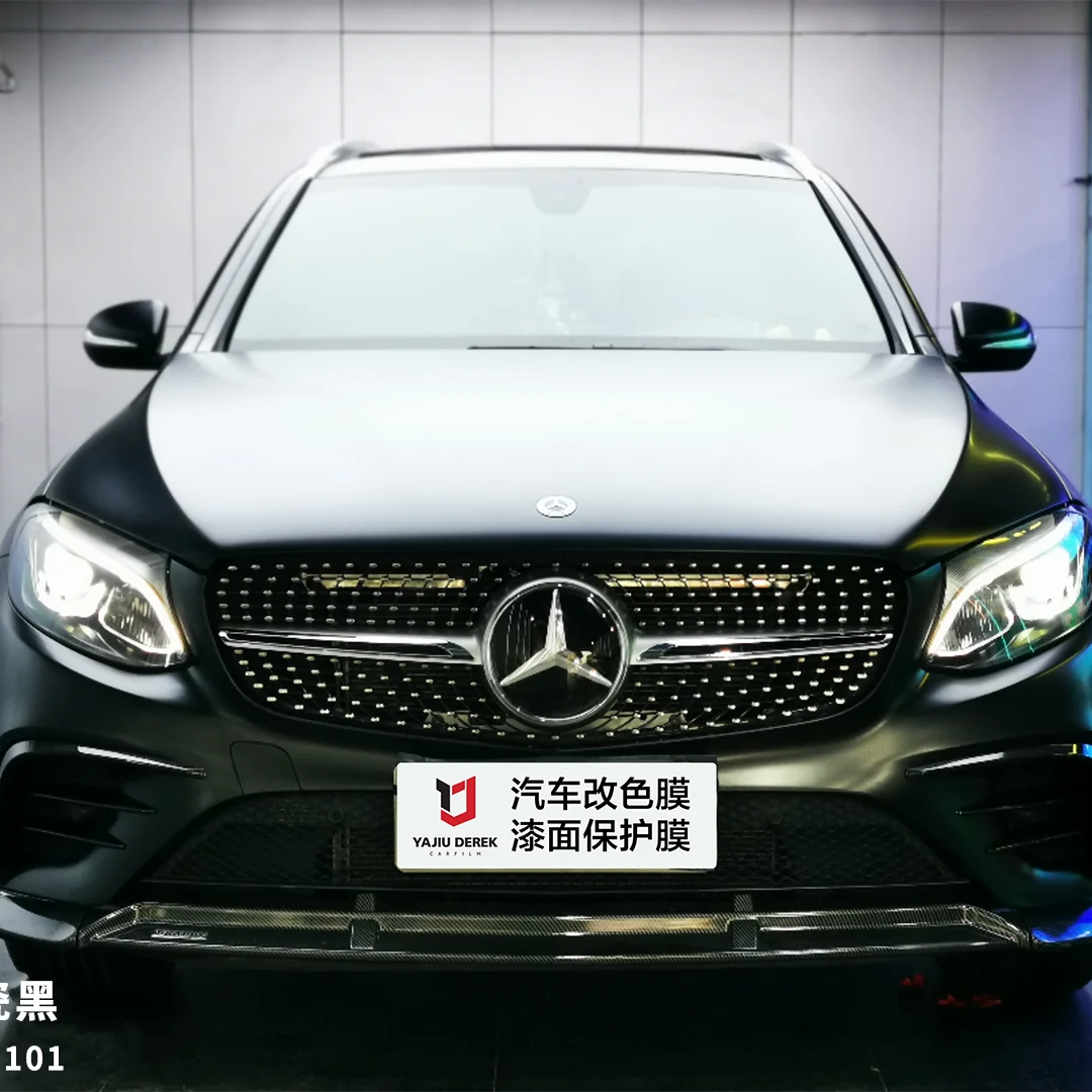 Anolly Ready to Ship High Quality Auto Car Stickers Bubble Free Satin Ceramic Black PVC Car Wrap Vinyl Film