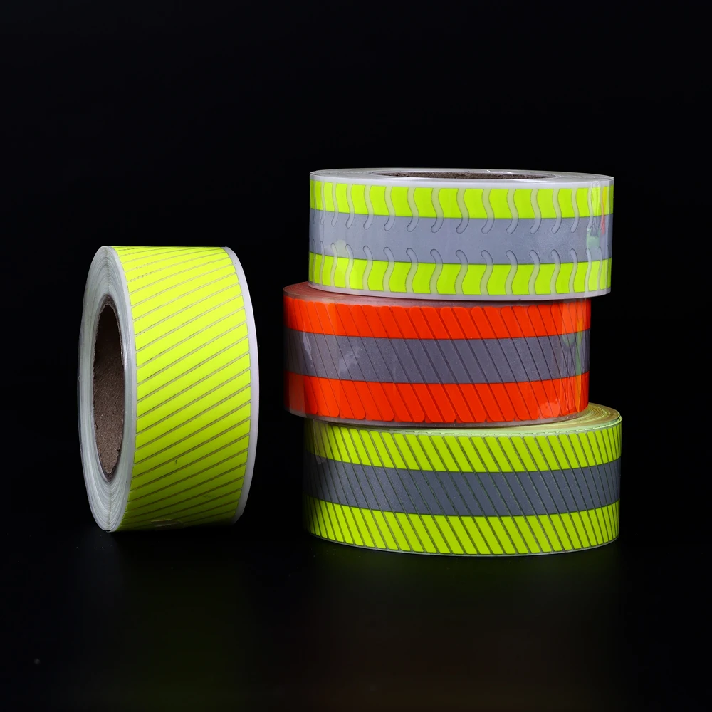 Customized Segmented Reflective HTV Vinyl Grey Fluo Yellow Orange Heat Transfer Film Tape for Clothing
