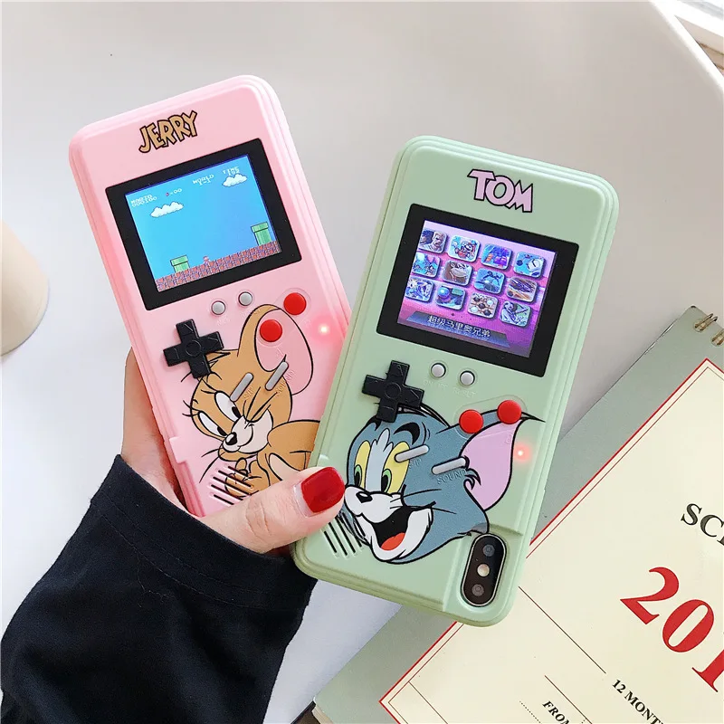 Portable Tom and Jerry Real Game Console case for iphone 11 pro max 11 X XR XS MAX 7 8 Boy