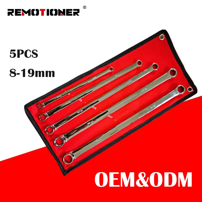 5pcs 8-19mm CRV Double Box End Wrenches Strong Power Less Effort Bolt Extra Long Wrench Set