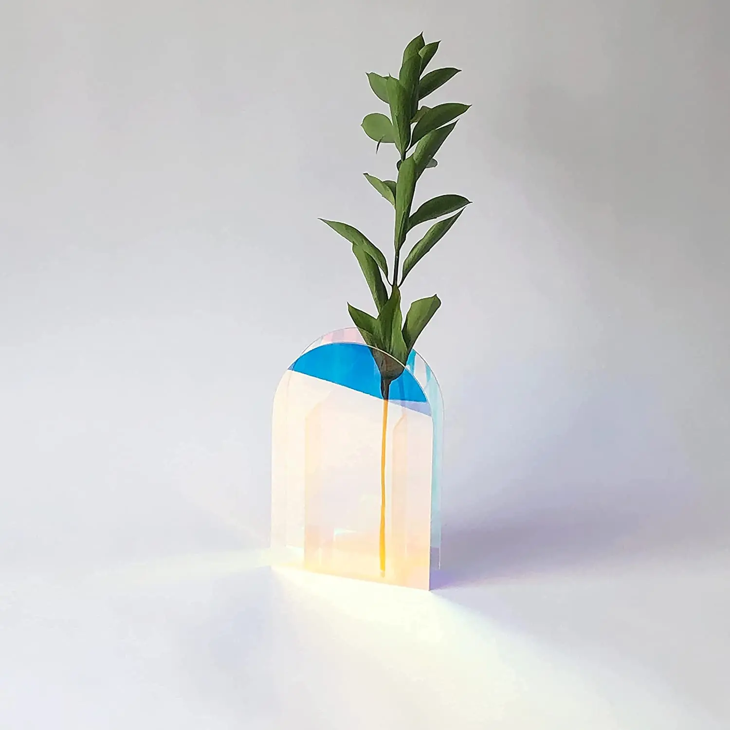 Iridescent Vase Modern Contemporary Home Decor Rainbow Clear Acrylic Colorful Geometric Minimalist Gift Perfect for Flowers