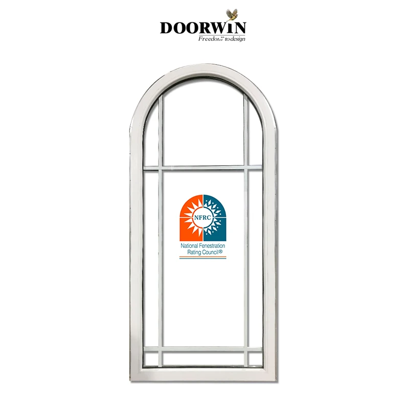 2023 Best-selling China Manufactory white arched Germany upvc profile crank open casement window with grill design