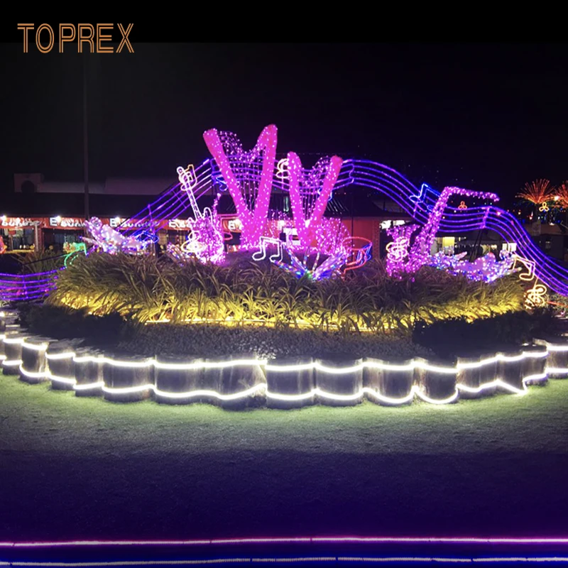 Toprex Decor 3D Large LED Musical Notes Sculpture Outdoor Christmas Holiday Motif Lights Harp Piano Guitar Horn Pipa Bass Tuba