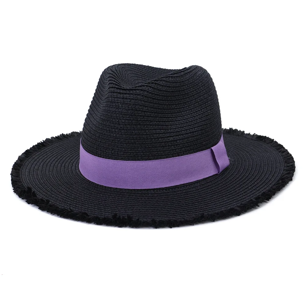 2024 new Summer Women Outing Sun Protection Shading Panama Straw Hat Beach Hair Brim Braided Large Brimmed Top Hat