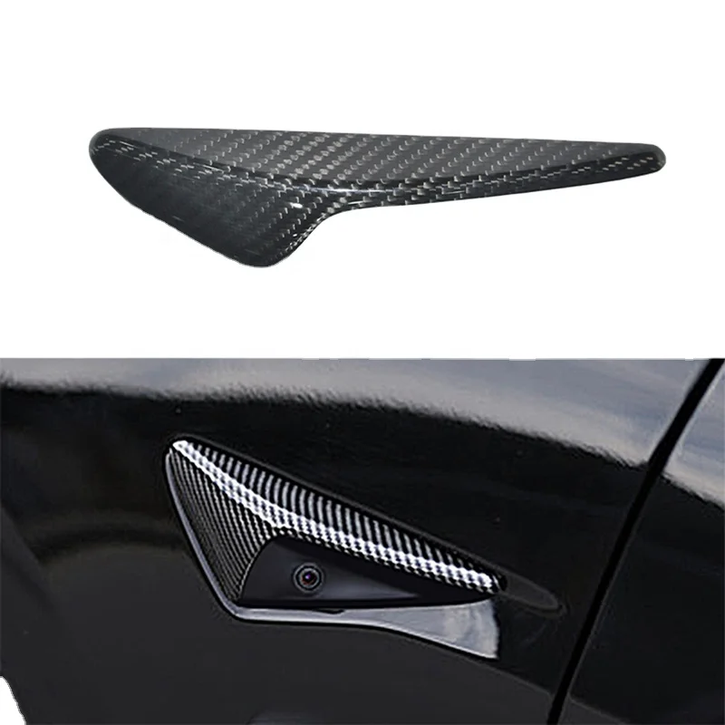 Car Universal Exterior Dry Carbon Fiber 2PCS  Side Air Camera Vent Fender Cover Trim For Tesla Model S/X  2014-2018