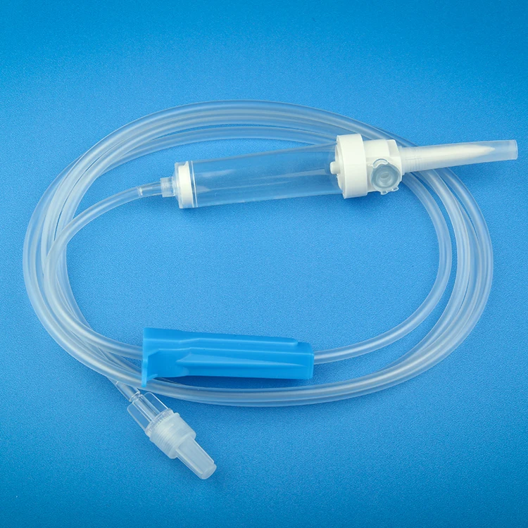 Sterilized single used intravenous  IV Set  64mm PVC or TPE chamber  with natural or isoprene  rubber bulb 150-180cm