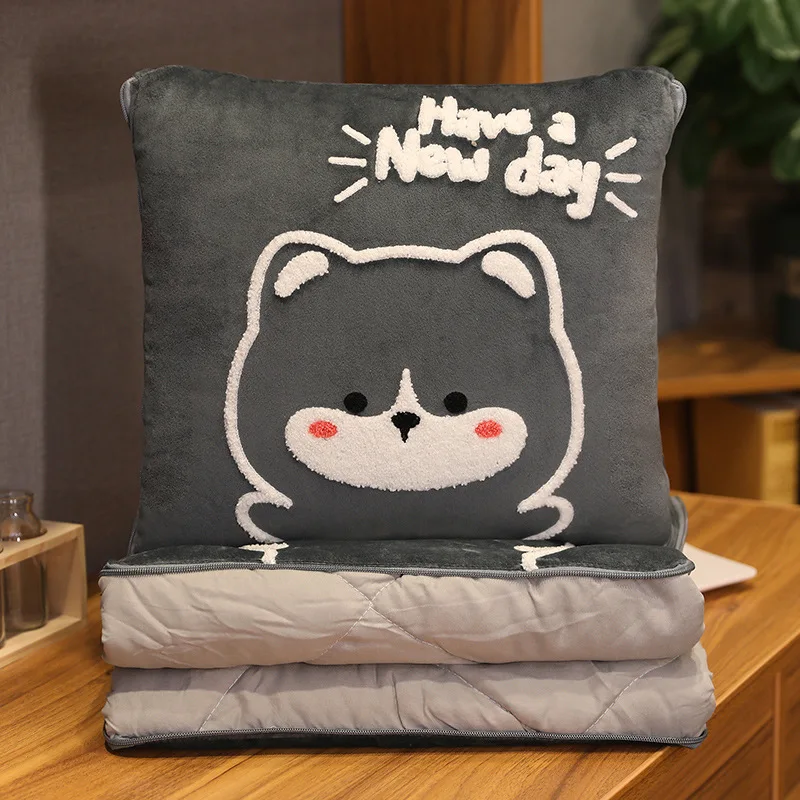 
Creative cartoon air conditioner cushion multi-function throw 2 in 1 pillow blanket Cushion 