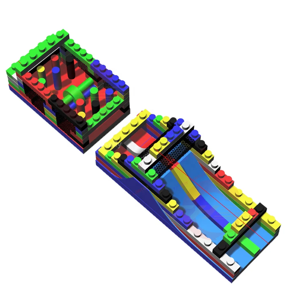 2 in 1 13m Indoor Inflatable Obstacle Course Run Sport Game Durable PVC for Garden Trampoline Park Residential or Public Use