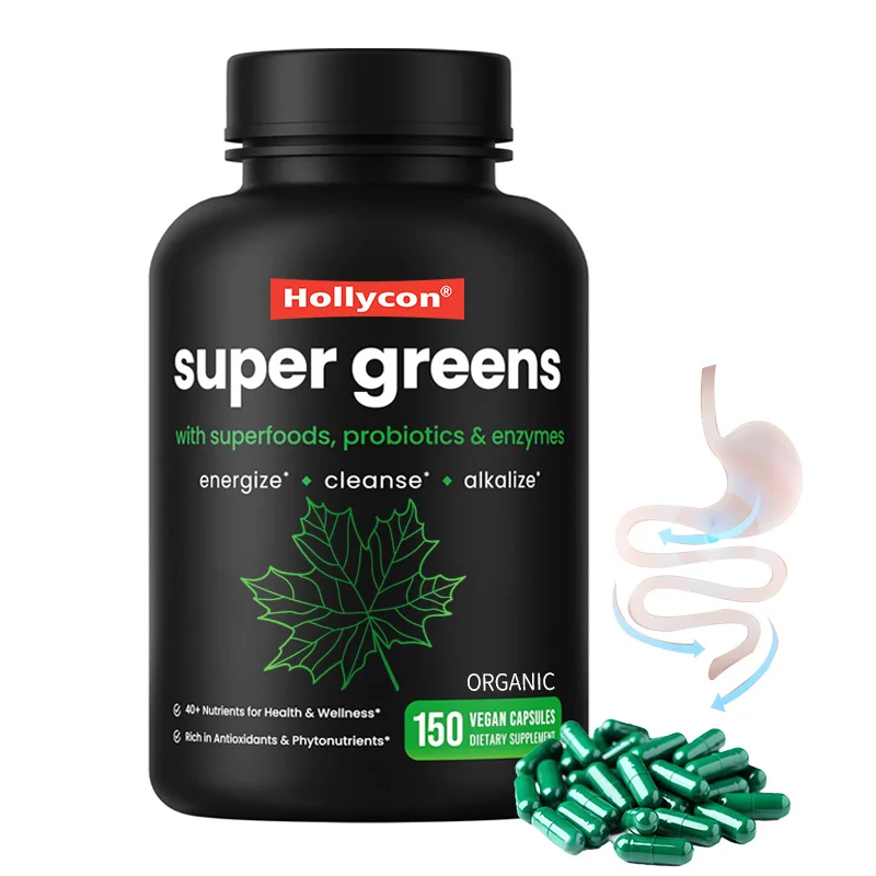 OEM Organic Super Green Gelatin Capsule ISO Green Pill capsule Supplement For Adults Green World Slimming Capsule