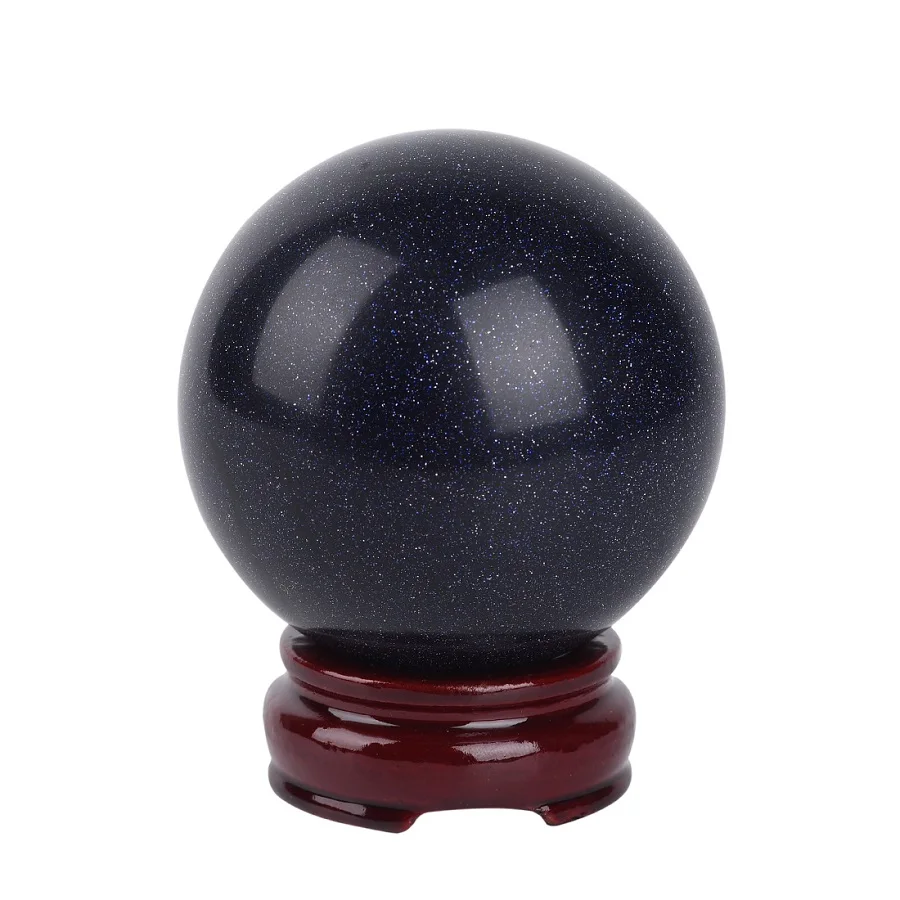 
Natural crystal wholesale polished golden stone ball blue gold sand decorative ball sphere 