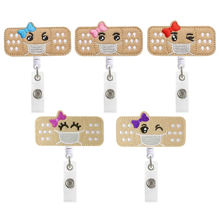 Felt Cartoon Nurse Name Card Nurse Accessories Popular Retractable ID Badge Holder Reel