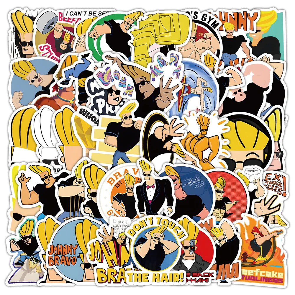 50PCS funny 90S cartoon animation Johnny Bravo stickers