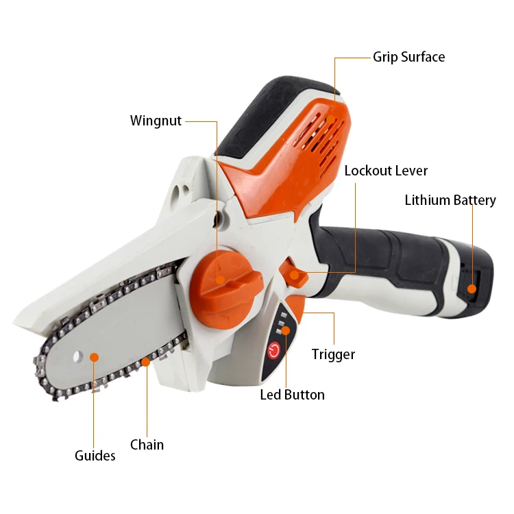 ACS142 Factory Price Garden Work Tools 4 inch or 6 inch Mini Chain Saw Cordless Chainsaw