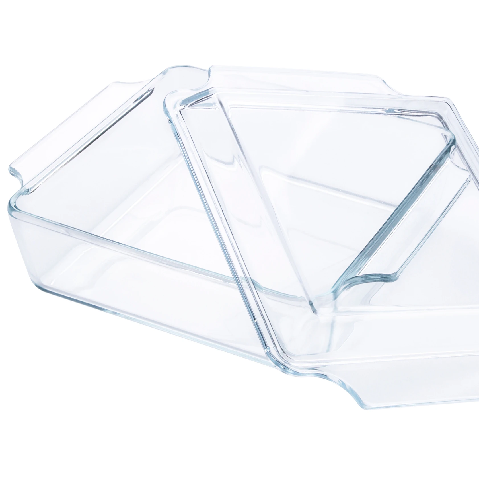 1.5L Clear Square Heat Resistant Borosilicate Tempered Glass Casserole Bowl with Glass Cover