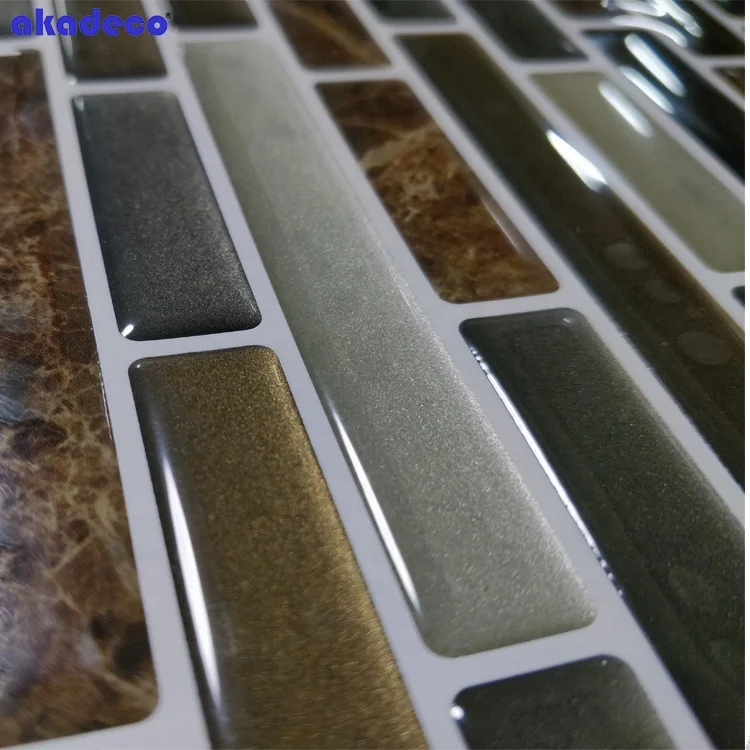 New Arrival 10x10 Inch 3d effect PVC Peel and Stick Wall Tiles for Kitchen & Bathroom Backsplash