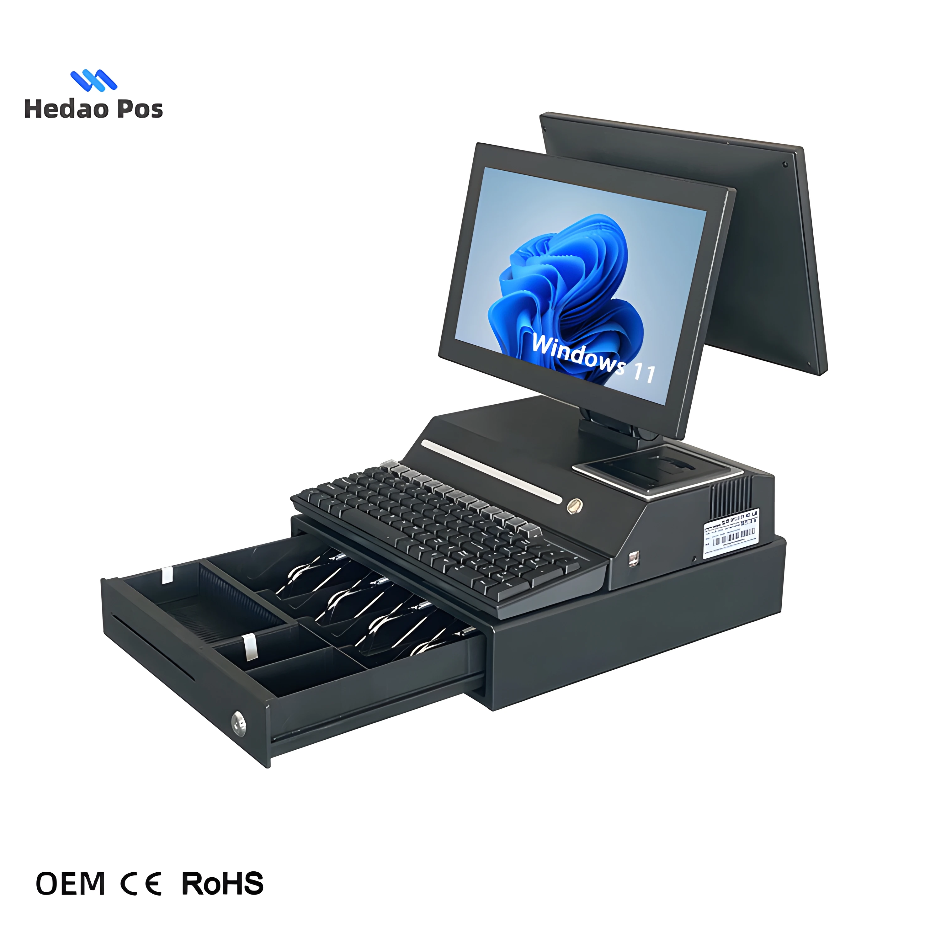 Complete Desktop POS System Solution All-in-One Cash Payment Machine with Printer Customer Display Cash Drawer Point Sale