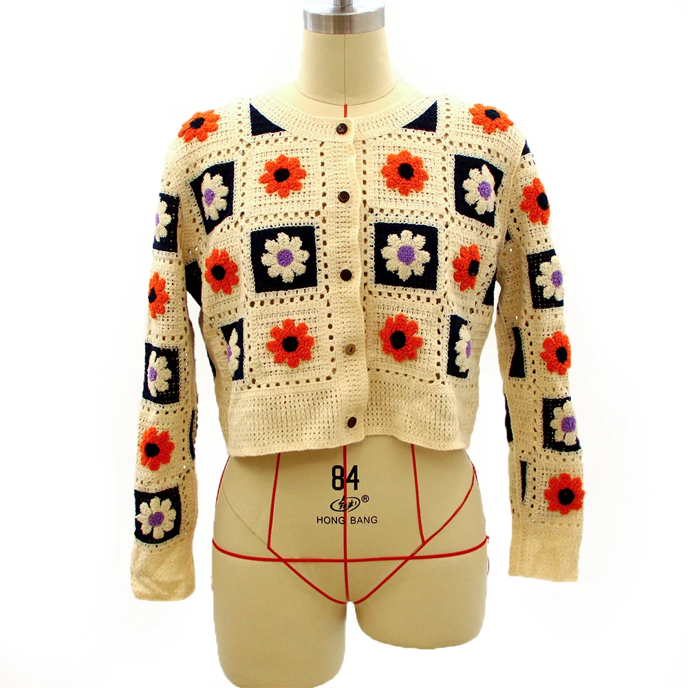 Яркая вышивка, куртка, имитация, вязаный кружевной жилет, уникальное платье ручной работы, сексуальный свитер