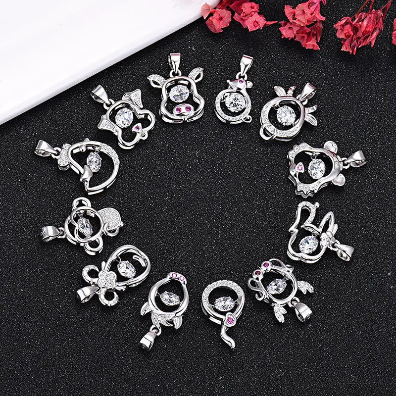 
Серебряные ювелирные изделия 925 пробы позолоченная шестиконечная звезда цепочка до ключиц Алмазный полый Китайский Зодиак кулон ожерелье 