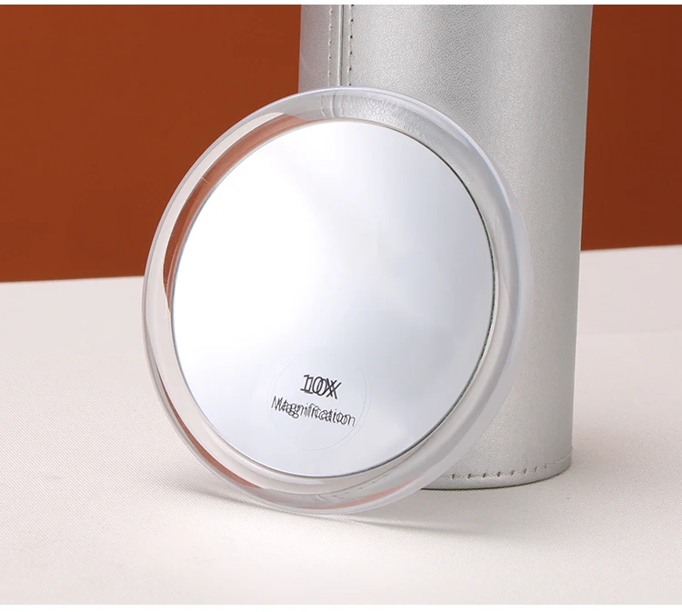 Suction Cup Travels With 10x Magnification Portable Round Led Pocket Alongside Makeup Mirror