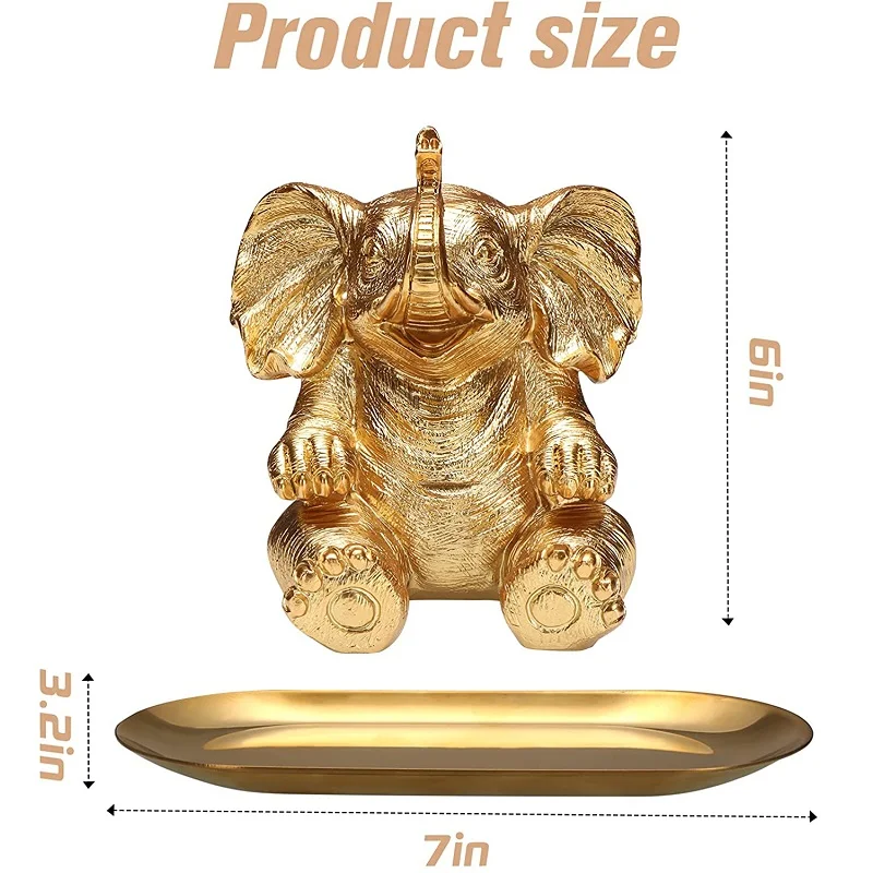 Handmade and High Quality Resin Animal Statue for Home Decor Gold Elephant Statue
