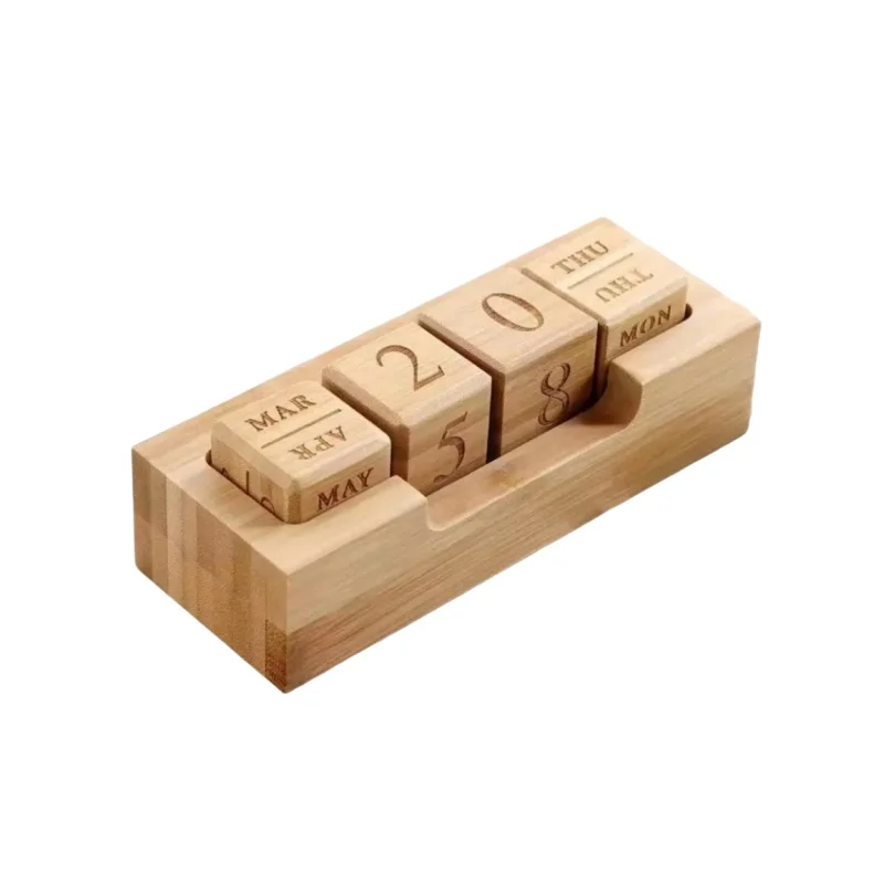 Factory sale make your own desktop decoration  festival blocks perpetual wooden cube square small calendar for office decor