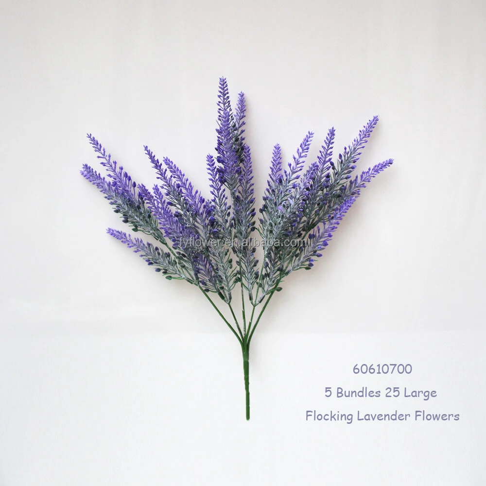 artificial Flowers Flocked Plastic Lavender Bundles Fake Plants Home Kitchen Office Table Centerpieces Arrangement