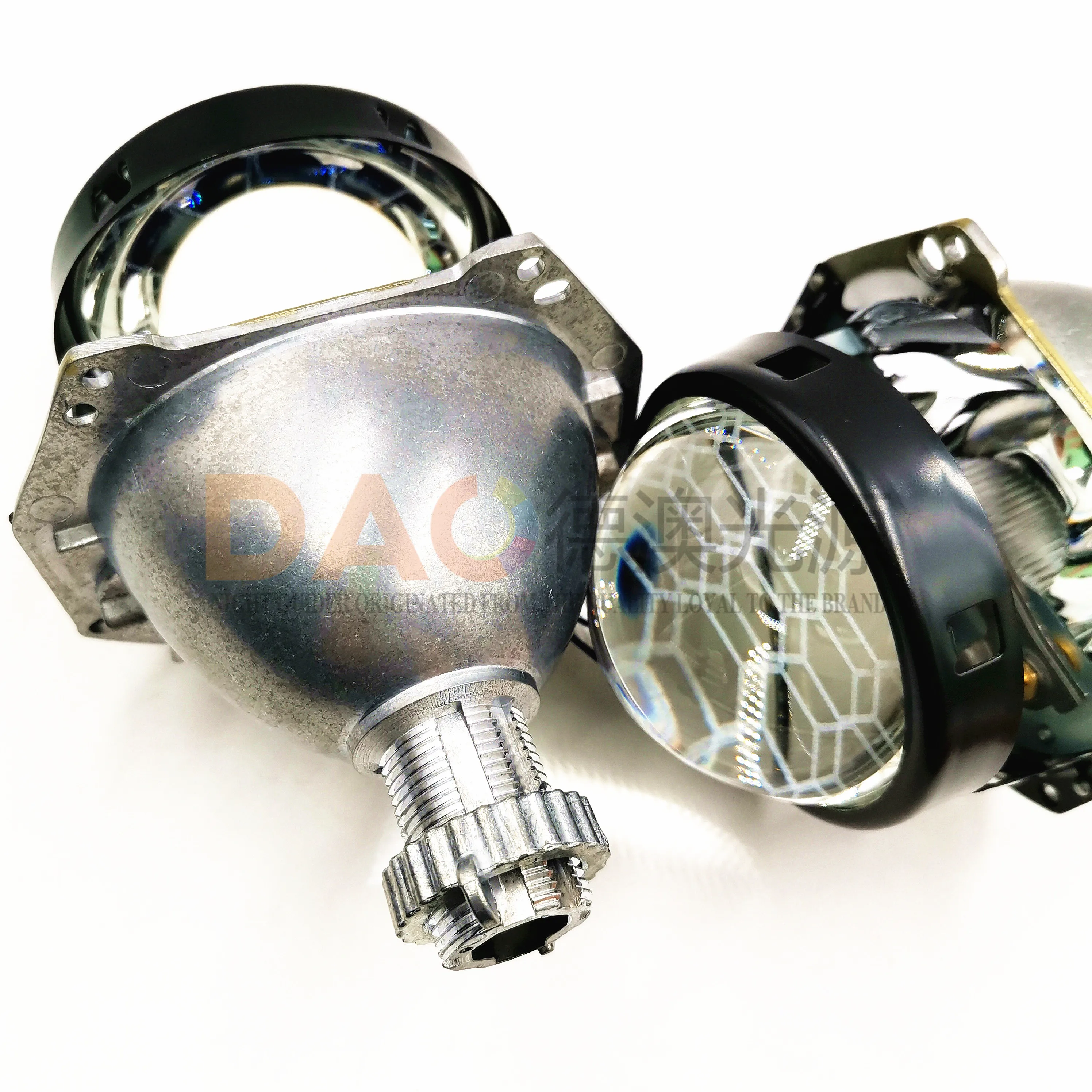 DAO super bright OEM  car headlight projector lens blue coating bi xenon football lens for auto light replacement