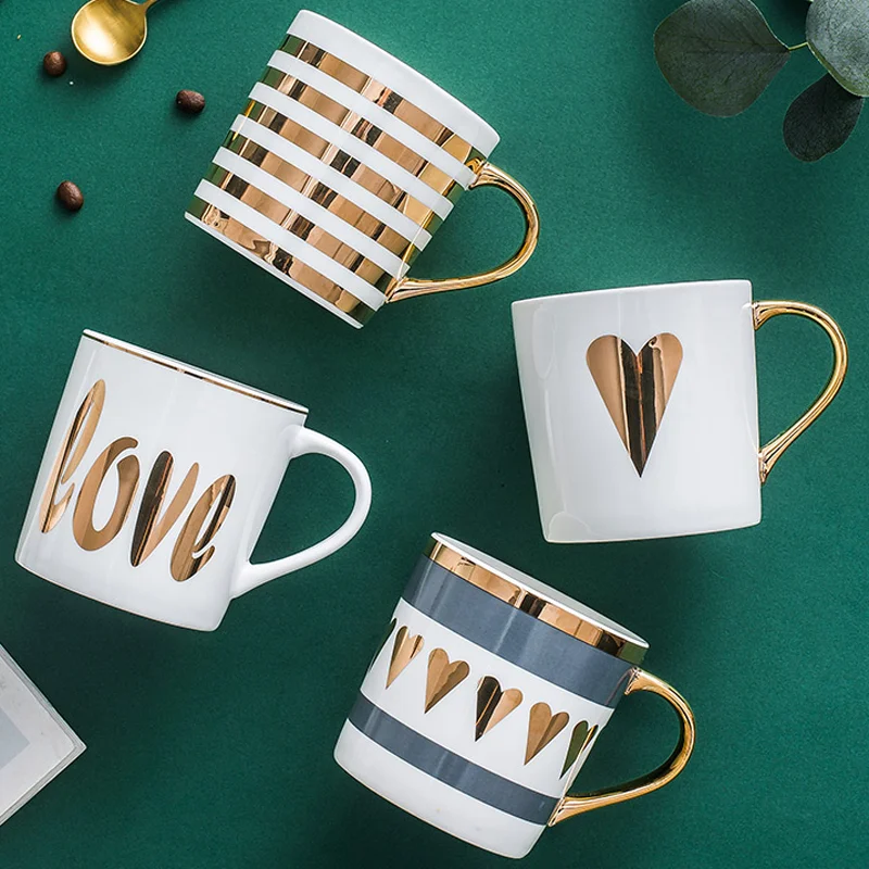 Оптовая продажа, Прямая керамическая кружка с золотой ручкой и логотипом на заказ, 11 унций