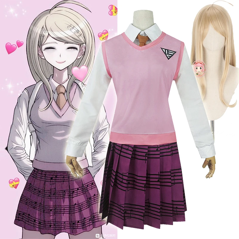 Новинка, костюм для косплея Akamatsu kaede Danganronpa V3, женская униформа, рубашка/жилет/юбка/носки/парики, школьная форма JK