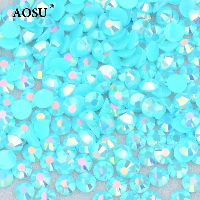 AOSU Wholesale Bulk Package 2 3 4 5 6mm Jelly Rose AB Crystal Stone Round Strass Flatback Resin Rhinestone For Clothing