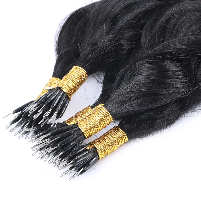Factory Outlet High Quality Nano Tip Hair Extensions Deep Wave Virgin Remy Human Nano Tip Hair Brazilian Hair Unprocessed 10A
