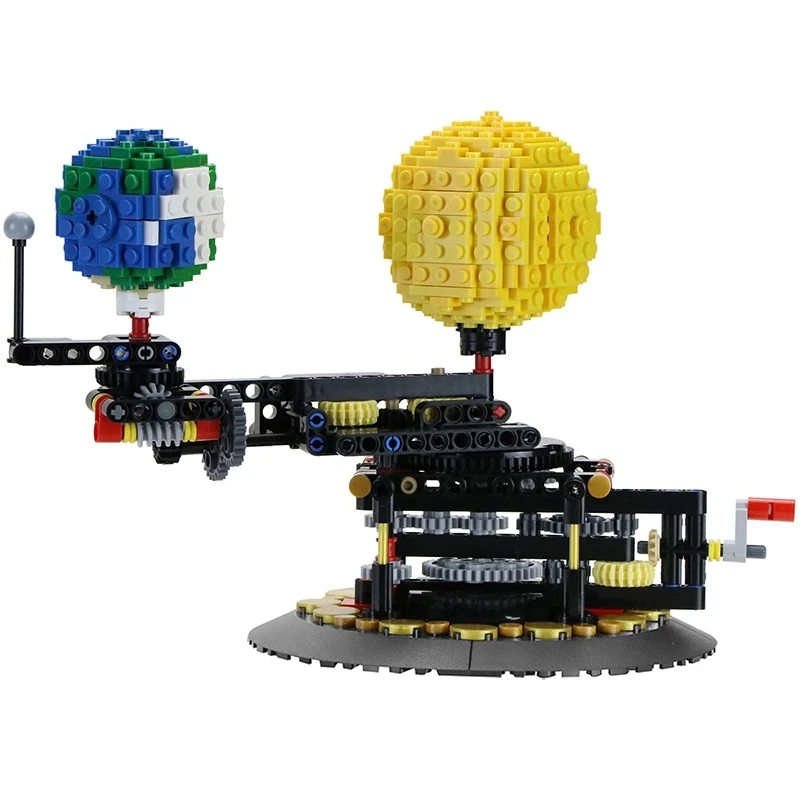 MOC Idea Blocks Earth Moon and Sun Building Block Rotatable Solar System High-Tech Bricks Model Children Toys Xmas Gift
