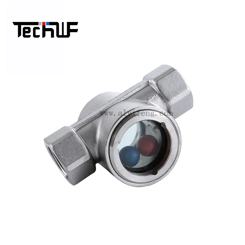 Stainless Steel Oil Gas sight Glass Water Flow Indicator with Float Ball