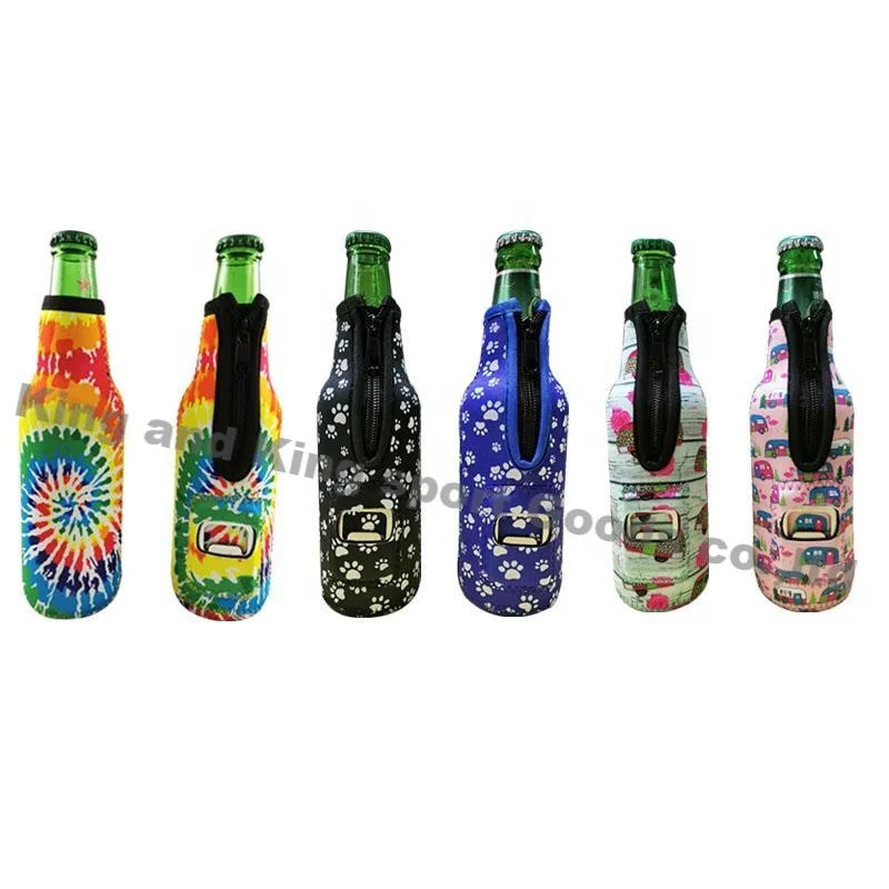 Ready To Ship High Quality Custom Design Insulated Beer Bottle Holder Neoprene 12oz Beer Bottle Cooler Sleeve With Opener