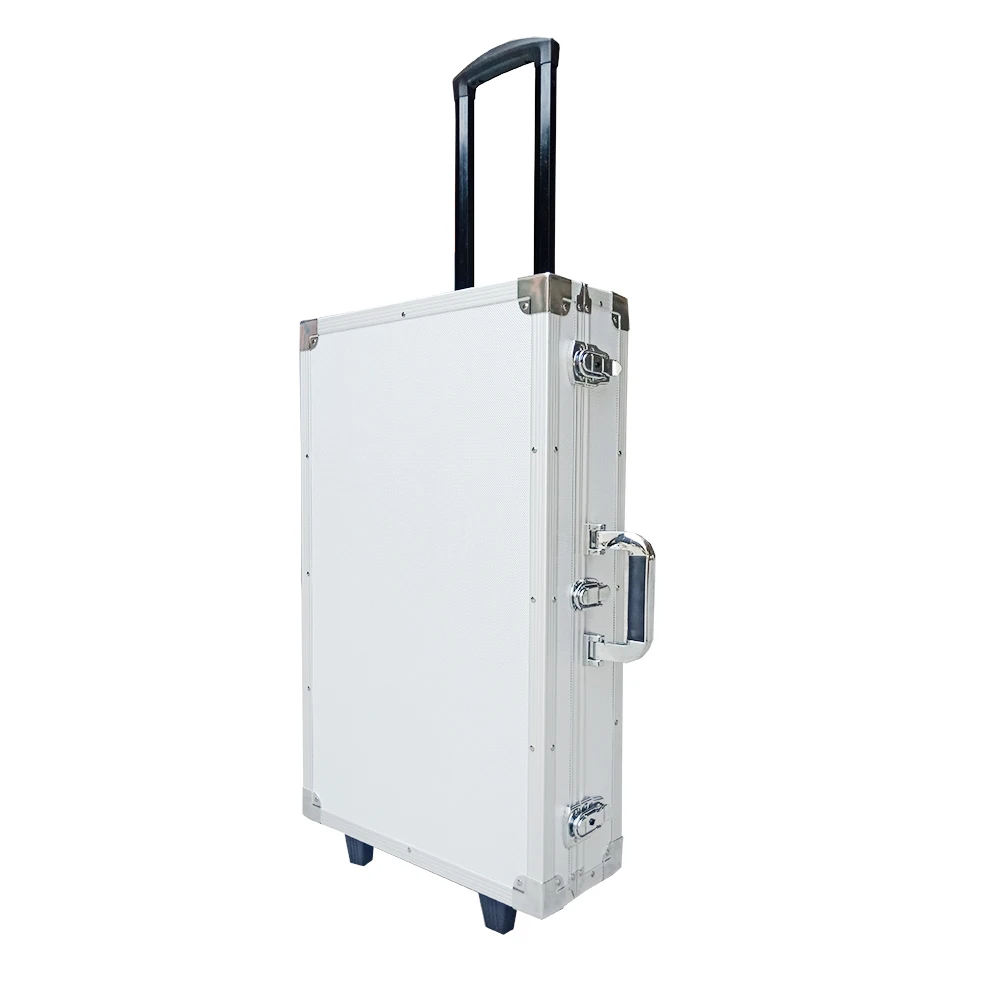 portable aluminum equipment display carrying case eva foam insert padding with wheels