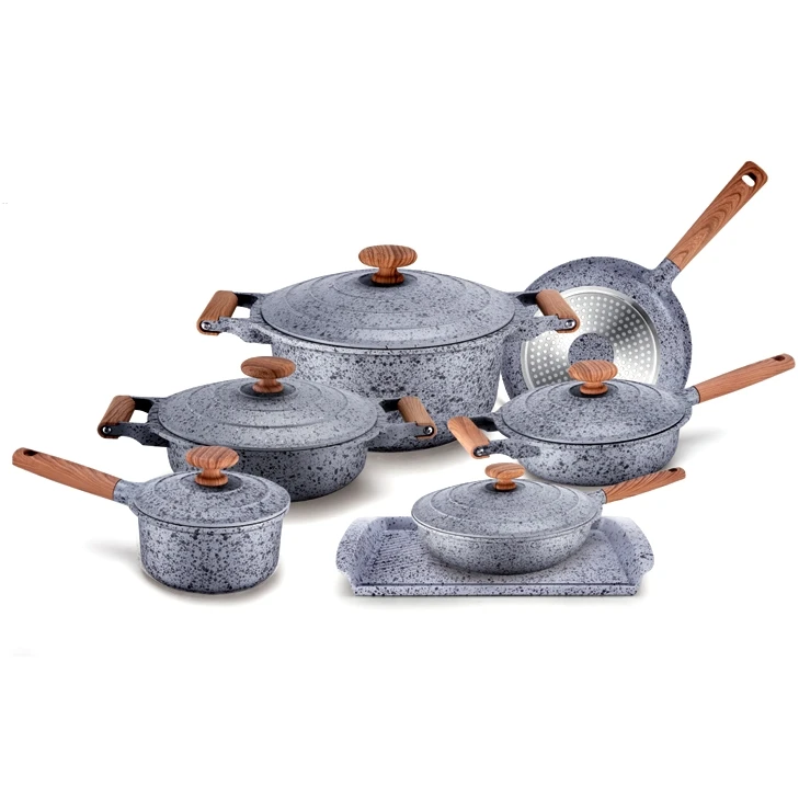 Granite Pot Ultra Nonstick Pots and Pans Set with Stone-Derived Coating Suitable for All Stove