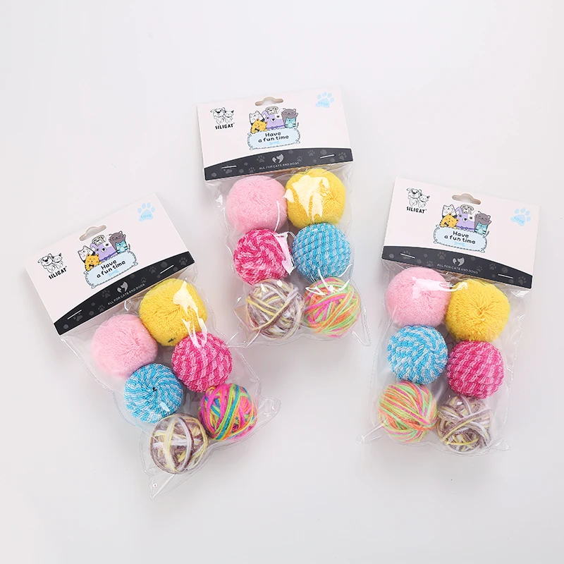 Silicat cat toy wool ball set 6pcs grinding claw pet toys wholesale in stock cat toy