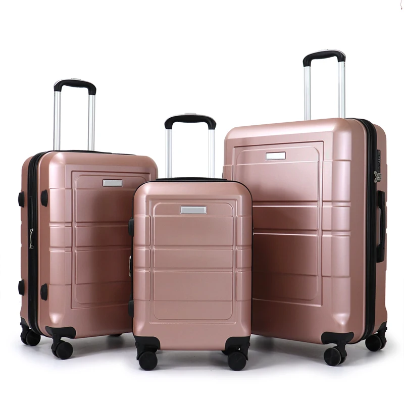 Popular Fashion 3-Piece ABS Suitcase Set Aluminum Alloy Trolley Polyester Lining TSA Lock for Traveling Carry-On Luggage