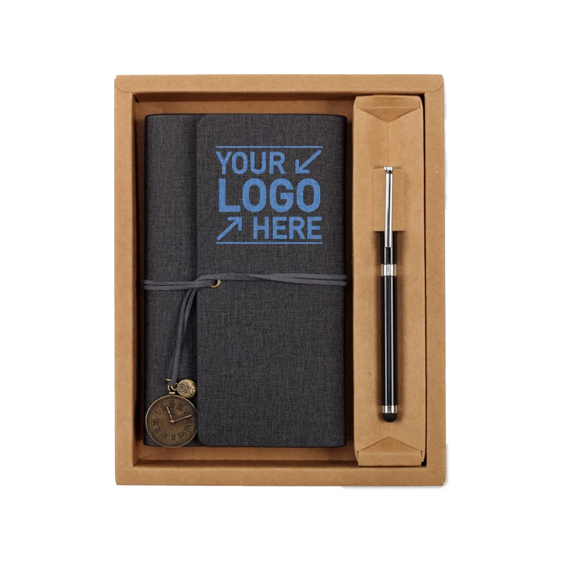 Henghou Superior Quality Office Stationery Business Gift Set Include Elegant Leather Cover Notebook and Pen with Box Fashionable