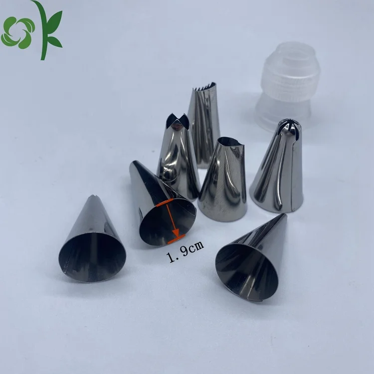 OKSILICONE 9 Pack Reusable Pastry Bags Silicone Icing Tools with Decorating Tips Pastry Tube with Bag Baking Frosting Tools Set