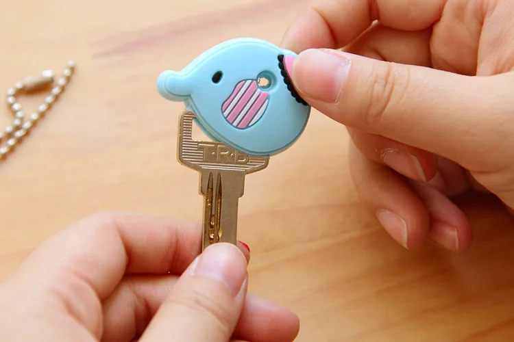 Cute Anime Keychain Silicone Cat Dog Protective Key Case Cover for Key Control Dust Cap Holder Gift Women Key Chain