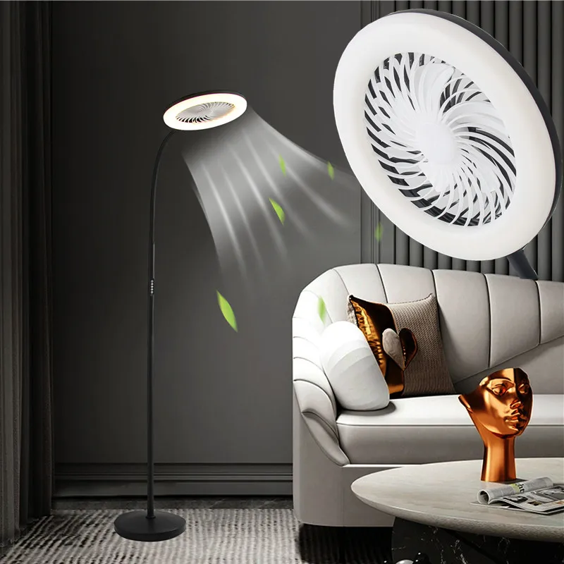 Stable and Durable Super Silent Multifunctional Dimming Floor Fan With Lights LED Floor Fan Light for Bedroom Living Room