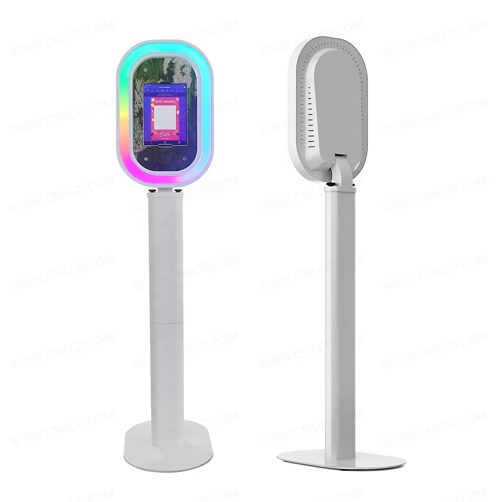 Oval iPad photo booth machine remote control LED RGB light iPad photobooth shell plastic mirror iPad photo booth aluminum made