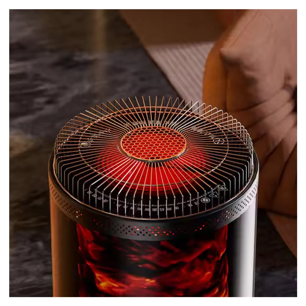 Retro Design Red Flame Portable Gas Stove 3.4 KW Mobile Natural LPG Gas Heater Overheat Protection Freestanding Underfloor