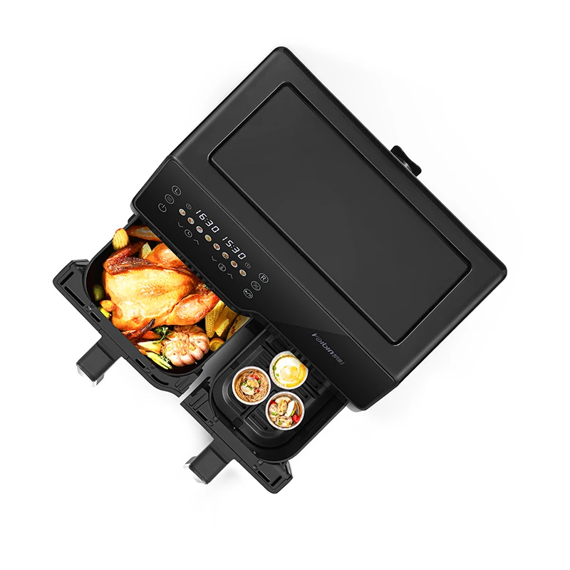 Double Drawer 9.0L Capacity Air Fryer Multiple Function Household Big Non-stick Coating Air Fryer