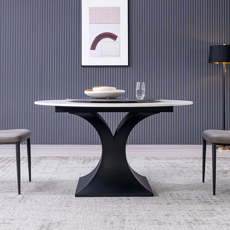 Wholesale high end quality modern round marble metal solid wood legs dining table