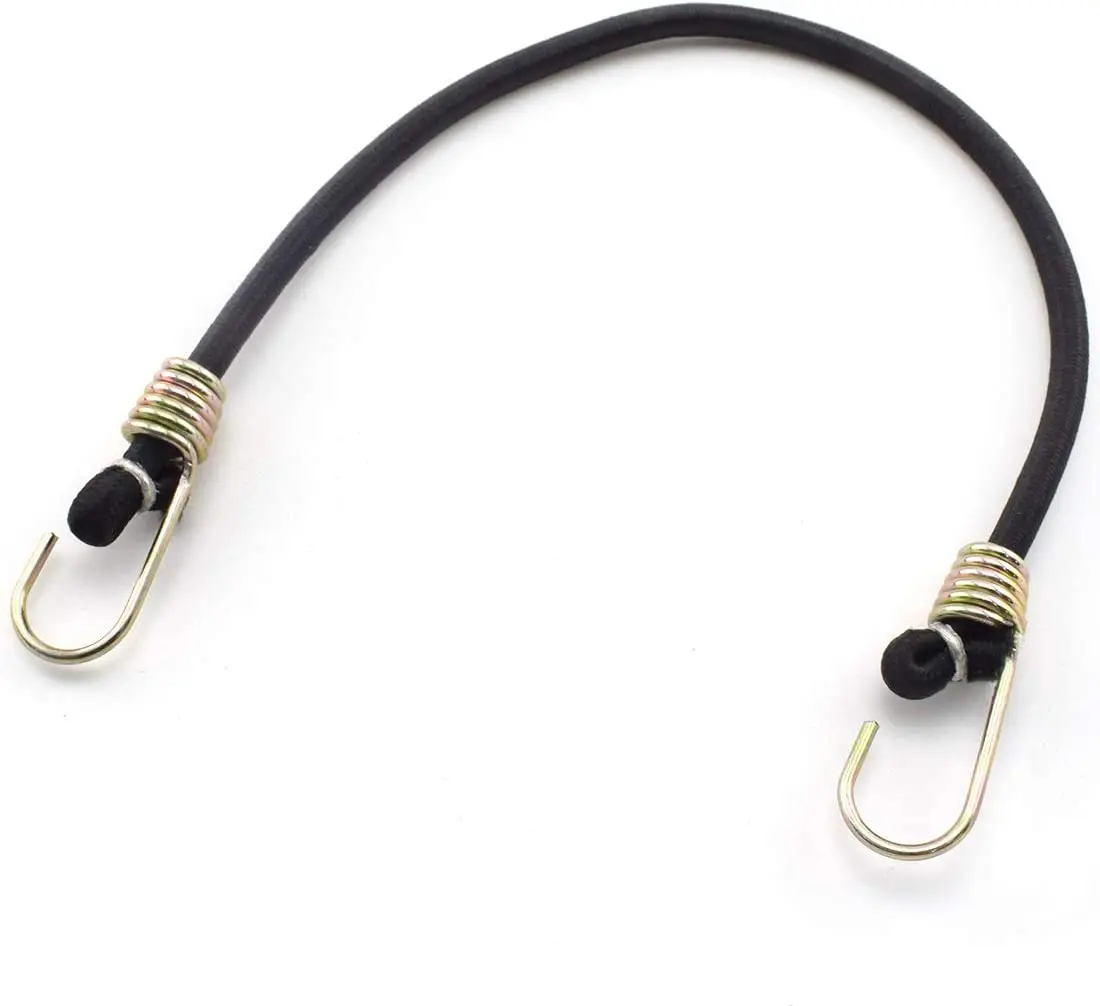 Adjustable High Quality Rubber Stretchy Bungee Cords with Steel Hooks 10 Inch Black Elastic Rope Strap for Tarp Covers