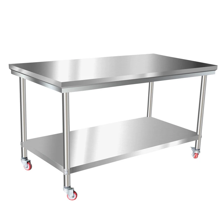 Commercial Restaurant Kitchen Equipment-Stainless Steel 2-Layer Workbench Electric Workshop Table Wholesale Supply Worktable
