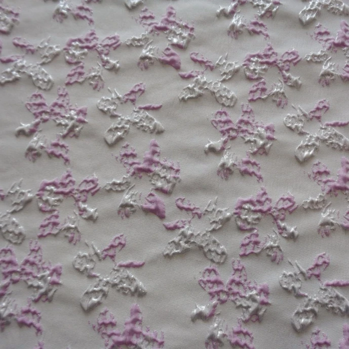 Fresh White Rice Jacquard Fabric with Three-Dimensional Flower Pattern for T-Shirts and Interlining